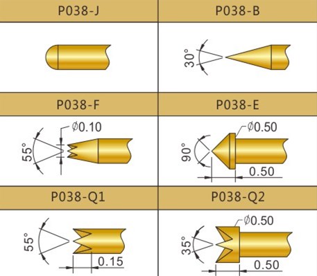 PA038測(cè)試探針頭型，華榮華探針廠家